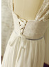 Cap Sleeves Ivory Lace Chiffon Corset Back Wedding Dress